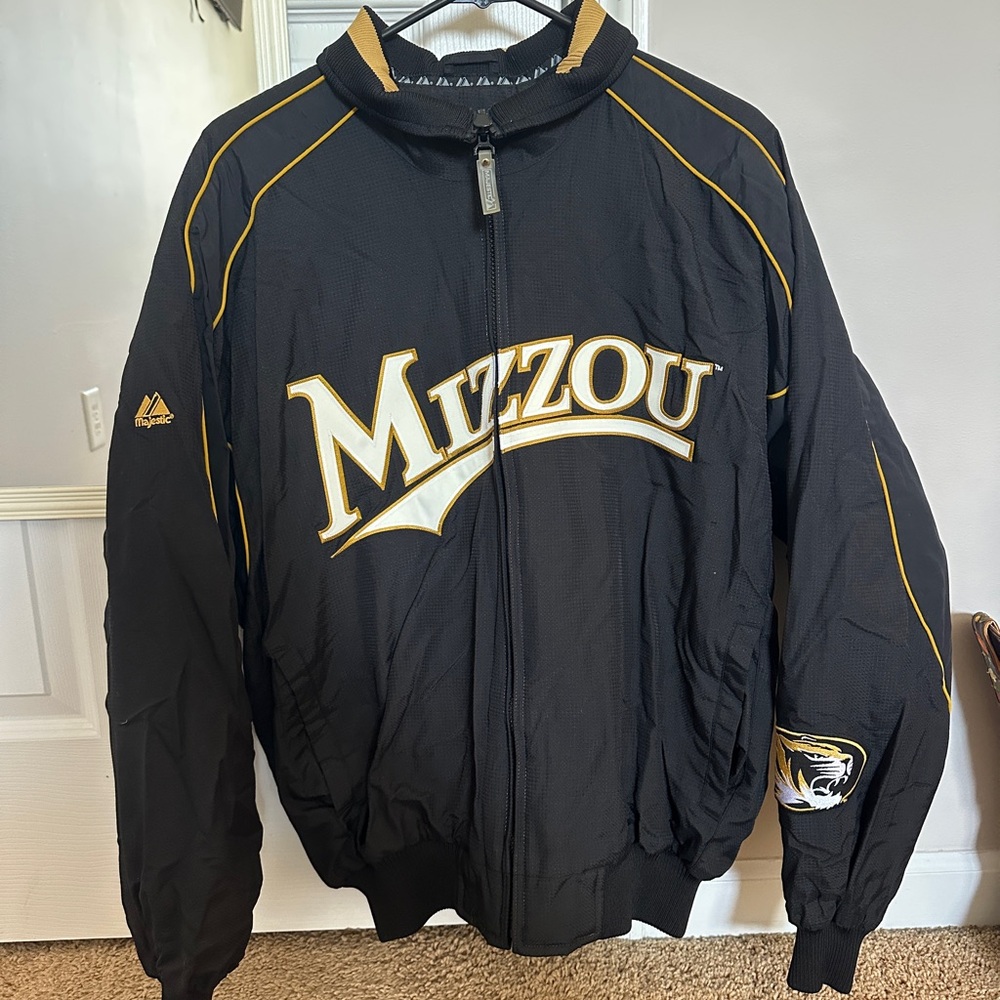 Majestic Black and Gold Varsity Bomber Jacket